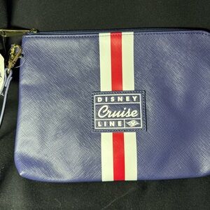 NWT Disney Cruise Line Red White Blue Vinyl Pouch Wristlet Make Up Bag